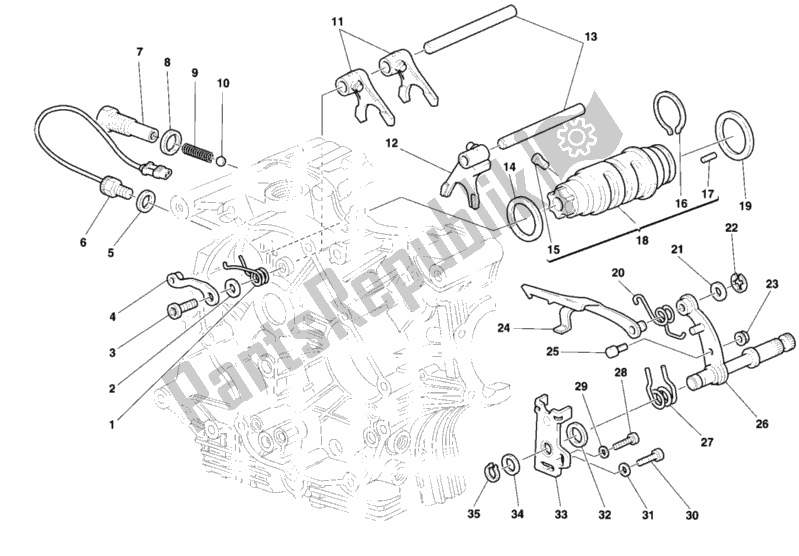 Todas as partes de Shift Cam - Garfo do Ducati Superbike 748 R Single-seat 2000